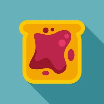 Toast slice with fruit jam flat icon design 스톡 일러스트