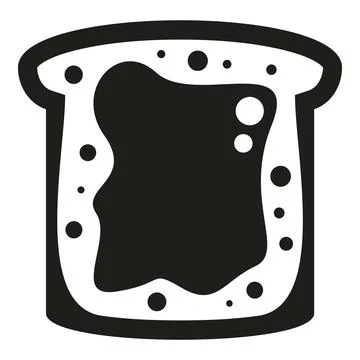 Toast slice with jam spread black white icon 스톡 일러스트