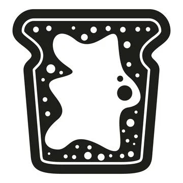 Toast slice with jam spread black white icon 스톡 일러스트