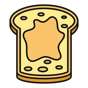 Toast slice with peanut butter spread for breakfast icon イラスト素材