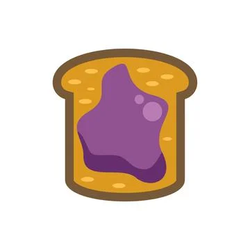 Toast slice with purple jam or jelly cartoon Stock Illustration