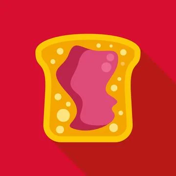Toast slice with raspberry jam flat icon イラスト素材