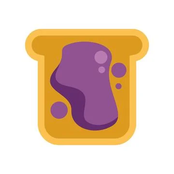 Toast slice spreading purple grape jam flat icon Stock Illustration