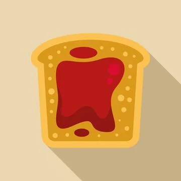 Toast slice with spreading red jam flat design Illustrazione stock