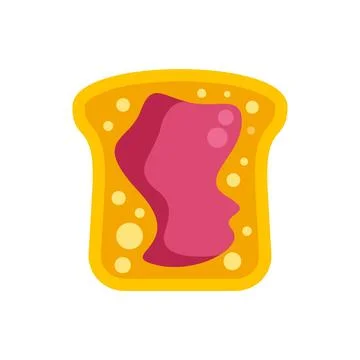 Toast slice with strawberry jam spread flat vector 스톡 일러스트