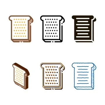 Toast sliced bread piece icon thin line vector types Ilustración de archivo