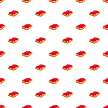 Toast slices with red jam creating seamless pattern Stock Illustration
