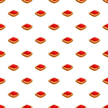Toast with strawberry jam seamless pattern breakfast food Illustrazione stock