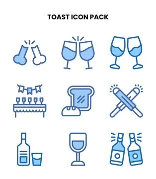 Toast Two Colour Graphics Icons Pack 스톡 일러스트