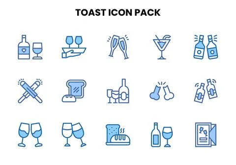 Toast Two Colour Icons Pack Stock Illustration