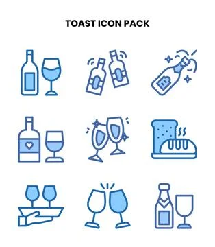 Toast Two Colour UI Icons Pack Stock Illustration