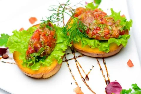 Toast with vegetables Stock Photos
