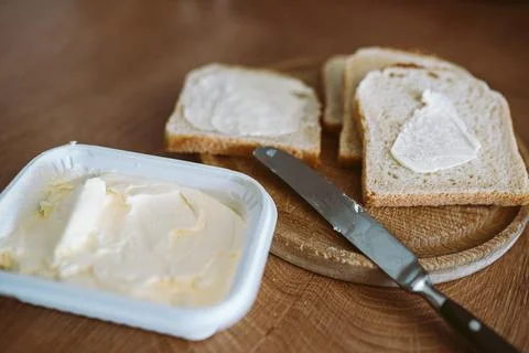 Toasted bread with butter for breakfast Stock Photos