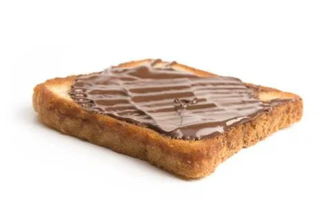Toasted bread with chocolate paste Stock Photos