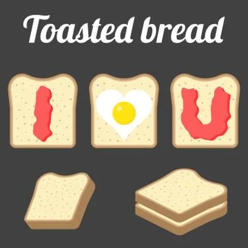 Toasted bread, flat design イラスト素材