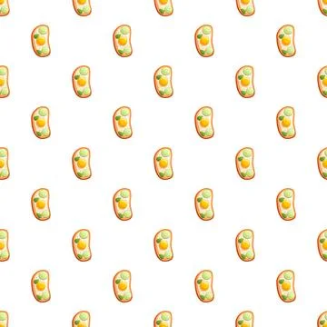 Toasted bread with fried egg and cucumber seamless pattern Stockillustratie