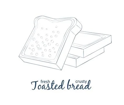 Toasted bread icon. Cartoon vector food illustration. Hand drawn linear 스톡 일러스트