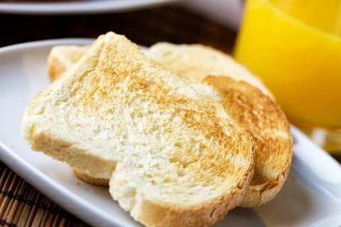 Toasted Bread on a plate. High quality photo. Stock Photos