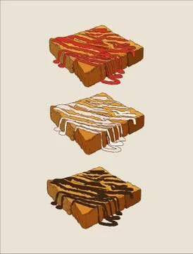 Toasted bread with sauce,  hand draw sketch vector. Stock Illustration