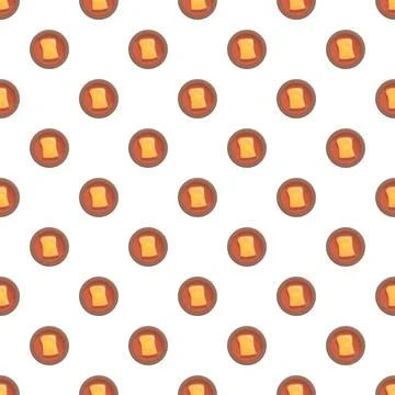 Toasted bread slice in bowl cartoon repeating pattern Illustrazione stock