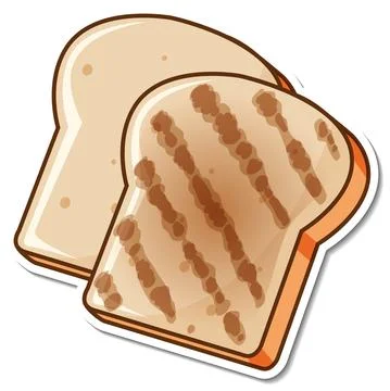 Toasted bread slice cartoon sticker Illustrazione stock