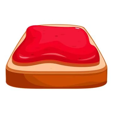 Toasted bread slice covered with strawberry jelly 스톡 일러스트