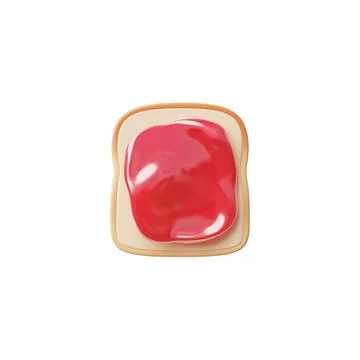 Toasted bread slice with pink jam 3D plastic style vector icon, cartoon sweet 스톡 일러스트