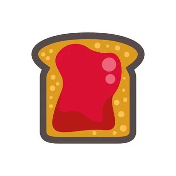 Toasted bread slice with red strawberry jam spread Stock Illustration