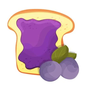 Toasted bread slice of a sandwich blueberry jam for breakfast 스톡 일러스트