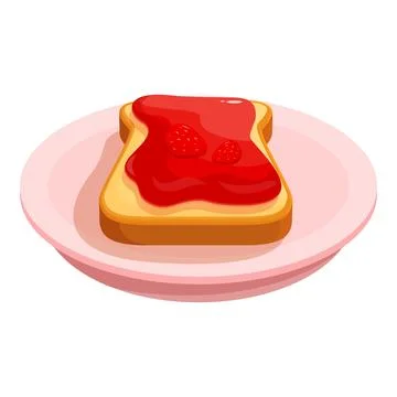 Toasted bread slice with strawberry jam lying on plate Stock Illustration