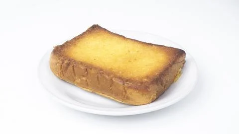 Toasted Bread Slice on White Plate for Breakfast Concept Stock Photos