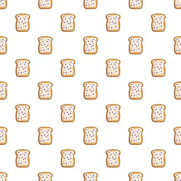 Toasted bread slices with blueberry jam seamless pattern Stock Illustration