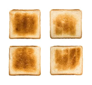 Toasted bread slices isolated on white background Fotos de archivo