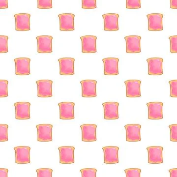 Toasted bread slices with pink jam pattern 스톡 일러스트