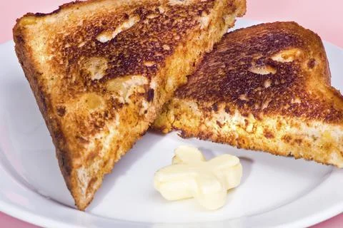 Toasted bread slides with star cheese Stock Photos