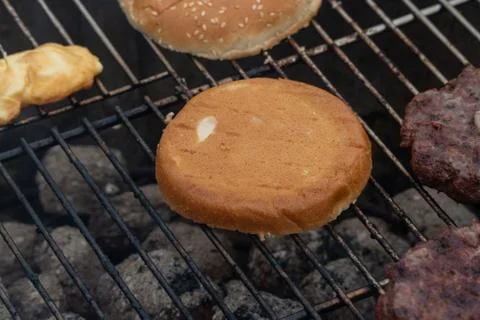 Toasted buns on the grill Stock Photos