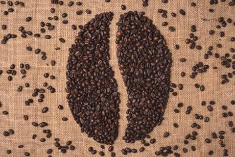 Toasted coffee shape beans Stockfoto's