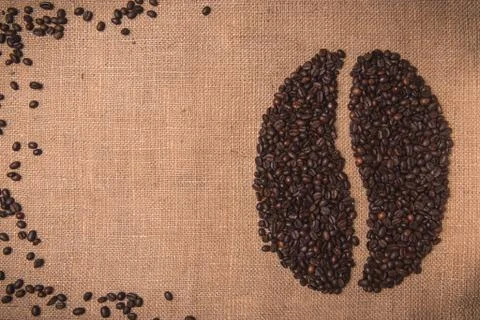 Toasted coffee shape beans Stock Photos