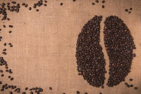 Toasted coffee shape beans Stock Photos
