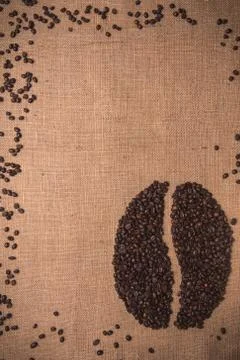 Toasted coffee shape beans Stockfoto's