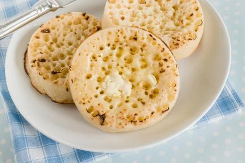 Toasted crumpets Foto stock