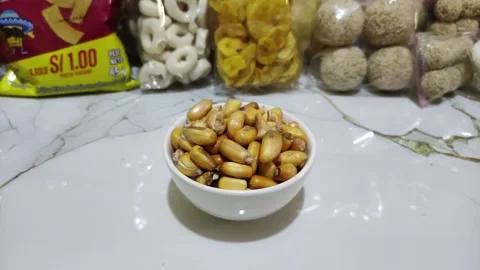 Toasted peruvian corn in a bowl Stock Footage 284644034