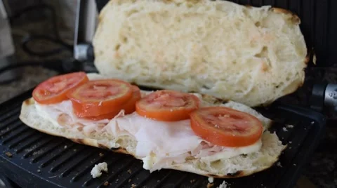 Toasted stuffed bread roll Stock Footage 64626833