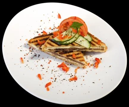Toasted triangular sandwiches Stock Photos