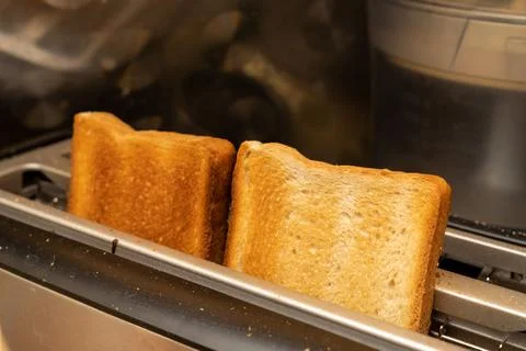 Toasted two slices of white bread Stock Photos