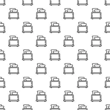 Toaster and bread breakfast kitchen appliance outline pattern 库存插图