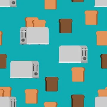 Toaster and bread pattern seamless. food background Illustrazione stock