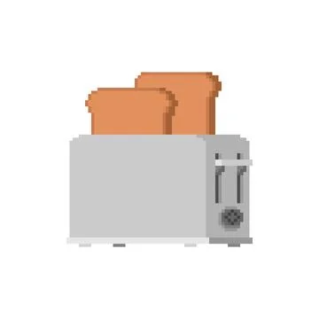 Toaster and bread pixel art. 8 bit food pixelated Illustrazione stock