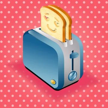 Toaster and sliced bread with face expression cartoon Stock Illustration