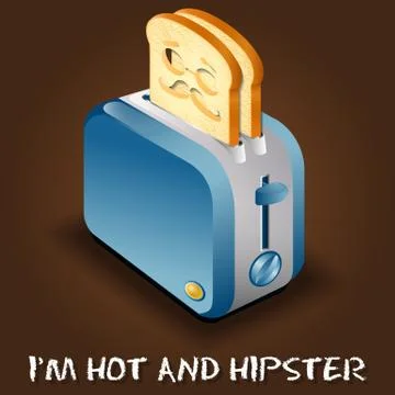 Toaster and sliced bread with face expression cartoon Stock Illustration
